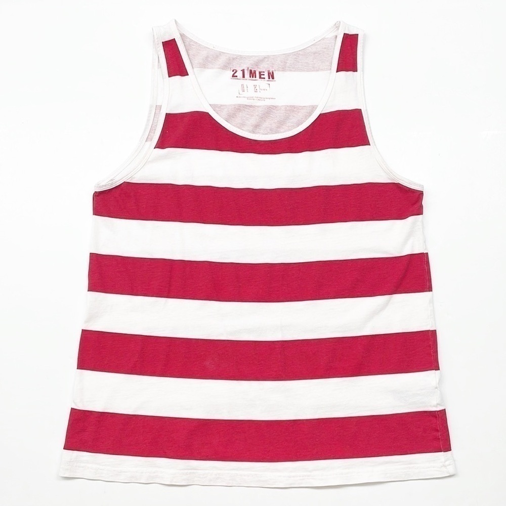 Forever 21 Men red/white striped tank top